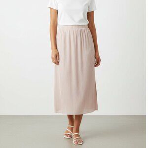 Aritzia Wilfred Celesse Pleated Midi Skirt Side Slit High Rise Waist Pink XXS